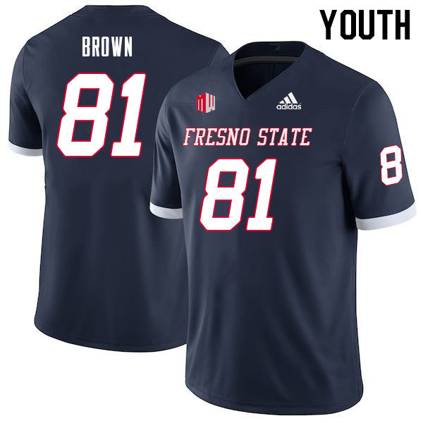 Youth #81 Jordan Brown Fresno State Bulldogs College Football Jerseys Sale-Navy